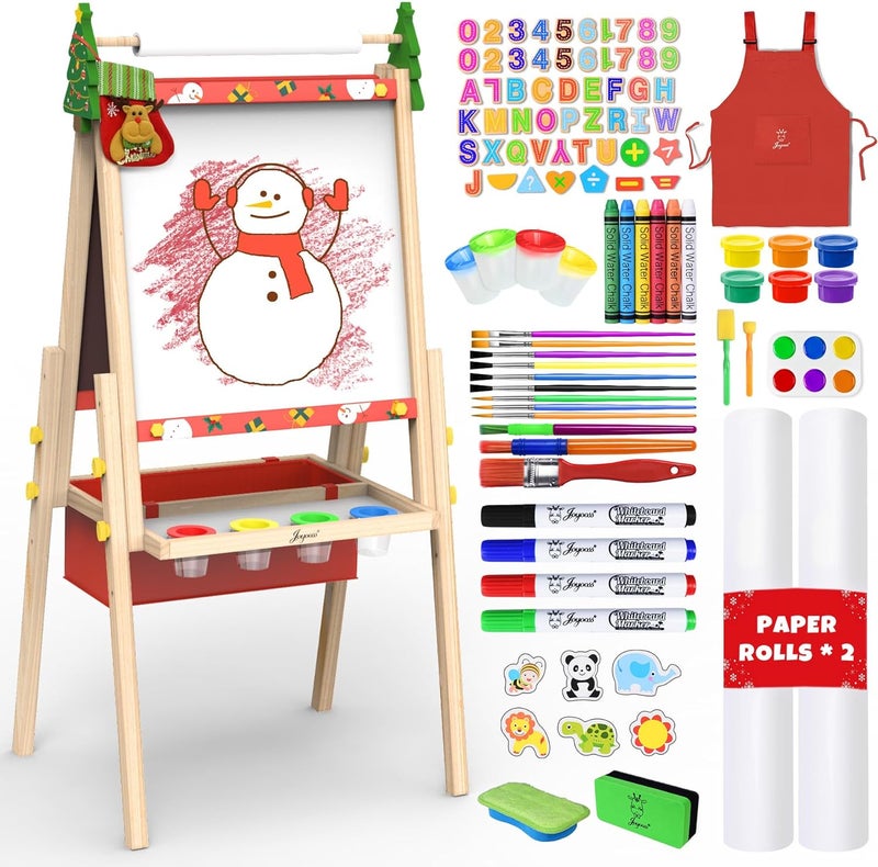 Joyooss Art Easel for Kids Easel for Toddlers,Christmas Gifts Adjustable Standing Wooden Toddler Easels Kid Dry Erase Board, Art Easel for Kids Age 2-4 4-8 9-12 Drawing Easels Girl Toys - Image 1